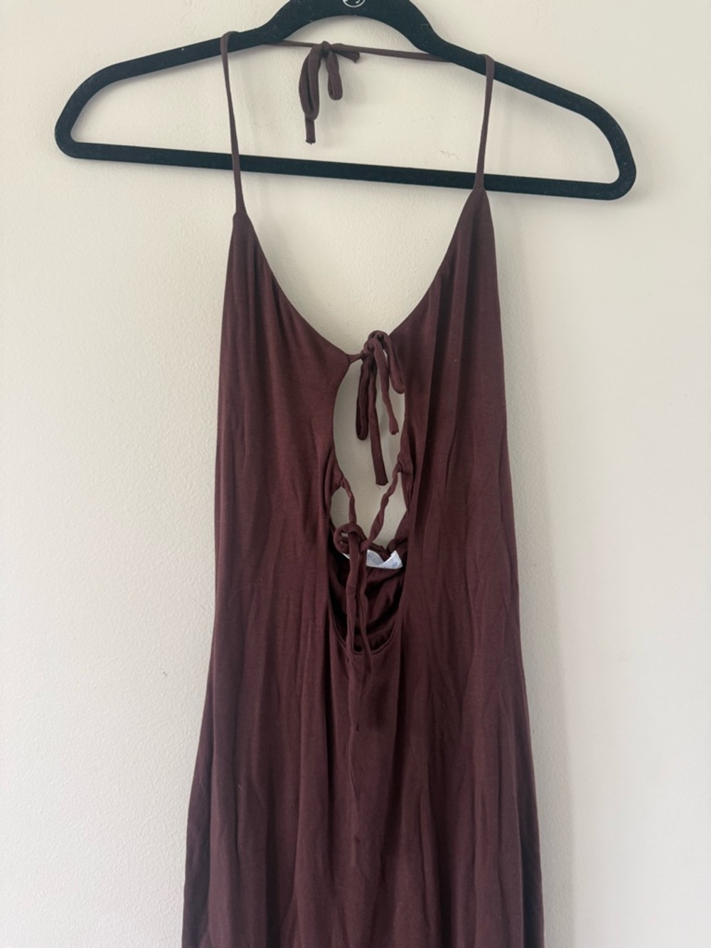Sleeveless Brown Tie  Jumpsuit with Open Back